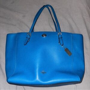 Coach Turnlock Tote Royal Blue Leather Bag Large Shopper handbag